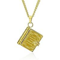 Algopix Similar Product 18 - QNSJ 18k Vintage Book Pendant Necklace