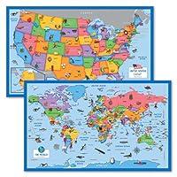 Algopix Similar Product 13 - 2 Pack  World  USA Map for Kids