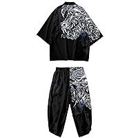 Algopix Similar Product 17 - DOSLAVIDA Mens Japanese Kimono Jacket