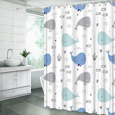 Best Deal for VPUPCN Cartoon Whale Shower Curtain Cute Ocean Animal Blue