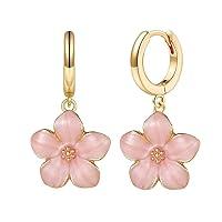 Algopix Similar Product 1 - Cute Sakura Flower Hoop Earrings for