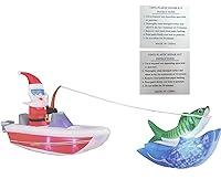 Algopix Similar Product 8 - Santa Fishing in Boat Swirling Lights