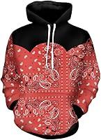 Algopix Similar Product 14 - LuckinWhale Red Bandana Hoodie Blue