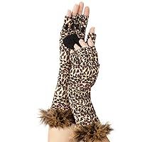 Algopix Similar Product 1 - Brown Plush Leopard Gloves  Luxurious