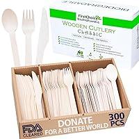 Algopix Similar Product 7 - 300Piece Compostable Wooden Cutlery