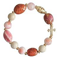Algopix Similar Product 13 - GemstoneCeramic PinkWhite 10mm Rosary