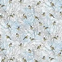 Algopix Similar Product 11 - Tree Farm Fabric Birds On Snow Branches