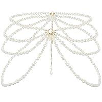 Algopix Similar Product 8 - Wriidy Layered Pearl Waist Chain White