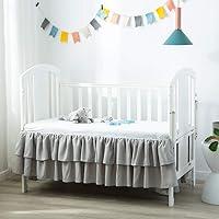 Algopix Similar Product 5 - JSD Grey Ruffled Crib Bed Skirt Double