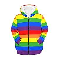 Algopix Similar Product 2 - Jekioweii Kids Zip UP Rainbow Stripes