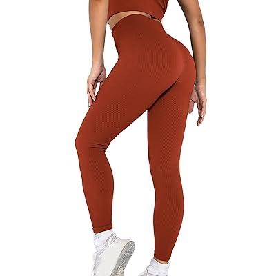 Womens Ribbed Yoga Leggings High Waisted Workout Pants for Women