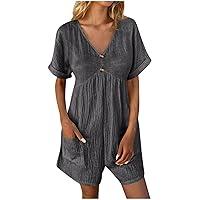 Algopix Similar Product 17 - Short Rompers for Women 2024 V Neck