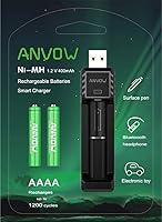 Algopix Similar Product 15 - ANVOW Smart AAAA Battery Charger with 2