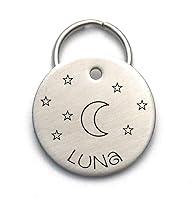 Algopix Similar Product 8 - Moon and Stars Dog ID Tag  Unique