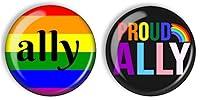 Algopix Similar Product 11 - Gay Pride Ally Pin Back Buttons Set of