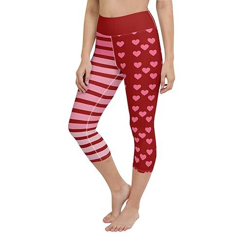 Print Running Stripes Day Leggings Pants For Yoga Valentine's