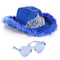 Algopix Similar Product 16 - Funcredible Blue Cowboy Hat and Glasses