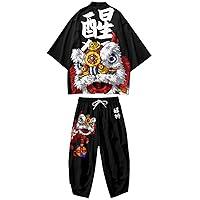 Algopix Similar Product 5 - DOSLAVIDA Mens Japanese Kimono Jacket