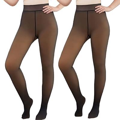 Warm Fleece Lined Translucent Pantyhose Tights, Sheer Leggings Winter  Tights Elastic Sheer Thermal Pants for Women