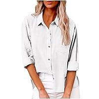 Algopix Similar Product 11 - Womens Cotton Linen Button Down Shirts
