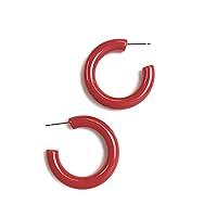 Algopix Similar Product 2 - Fire Engine Red Hoop Earrings  Vintage