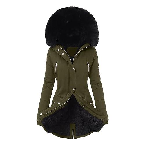 Women Winter Fuzzy Coat Warm Wool Fleece Trench Coat Fashion Faux Fur Long  Peacoat Cute Fluffy Jackets With Hood