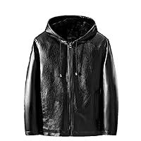 Algopix Similar Product 13 - Mens Faux Leather Jacket Casual Long