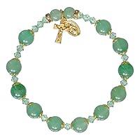 Algopix Similar Product 17 - Green Jade/Gold Trim 8mm Rosary Bracelet
