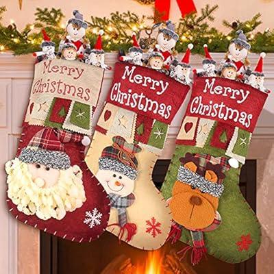 Christmas Stockings, 4 Pack Stocking 18 (snowman Santa)