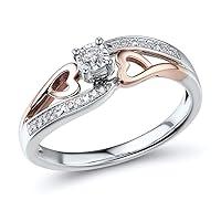 Algopix Similar Product 4 - Diamond Promise Ring Heart set Sterling
