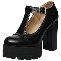 Algopix Similar Product 6 - MAVMAX Womens TStrap Platform Gothic