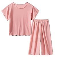 Algopix Similar Product 17 - Girls Ice Silk Solid Home Wear Set