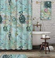 Algopix Similar Product 11 - Organic blue abstract shower curtain