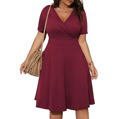 Women's Plus Lace Plunge Skater Dress