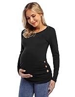 Algopix Similar Product 7 - Coolmee Maternity Shirt Side Button and