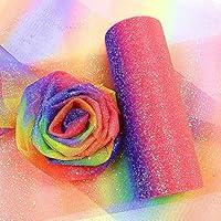 Algopix Similar Product 17 - Yuanchuan Rainbow Glitter Tulle Rolls 6