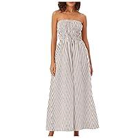 Algopix Similar Product 17 - Womens Striped Back Smocked Maxi Dress