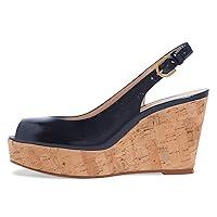 Algopix Similar Product 8 - FSJ Women Peep Toe High Heel Wedge