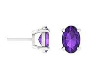 Algopix Similar Product 14 - Solitaire Amethyst Stud Earrings 14k
