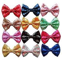 Algopix Similar Product 19 - Yazon 5inch Sequin Fabric Bows Hair