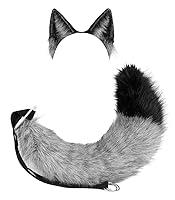 Algopix Similar Product 12 - Furry Faux Fur Cat Wolf Fox Ears Tail