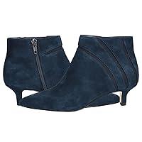 Algopix Similar Product 11 - MOOMMO Women Navy Low Kitten Heel Suede