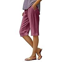 Algopix Similar Product 9 - hayudier Womens Cotton Linen Bermuda