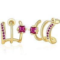 Algopix Similar Product 2 - Hot Pink Cubic Zirconia Triple Huggie