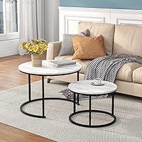 Algopix Similar Product 8 - HOJINLINERO Nesting Round Coffee Table