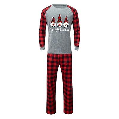 Christmas Pajamas for Family Fashion Xmas Red Buffalo Plaid Family  Christmas Pjs Matching Sets Casual Loose Long Sleeve Top and Plaid Pants  M-3XL