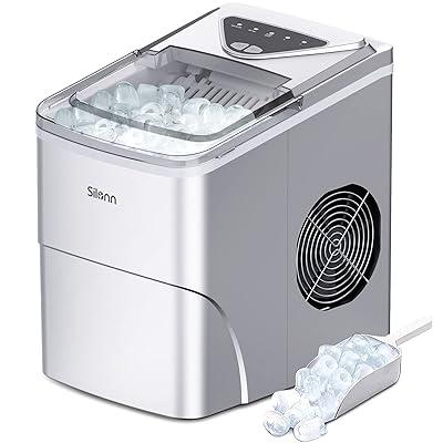 Kismile Countertop Ice Maker Portable Ice Machine with Handle, Self-Cleaning Ice Makers, 26Lbs/24H, 9 Ice Cubes Ready in 6 Mins (White)