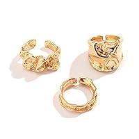 Algopix Similar Product 17 - KURTCB Chunky Gold Rings for Women Y2k