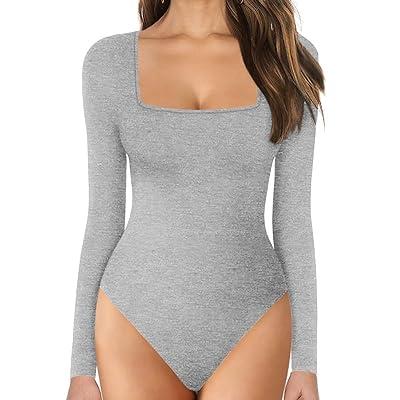 Best Deal for Sexy Low-Neck Bodysuit for Women Deep Square Neck