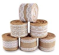 Algopix Similar Product 20 - ilauke 6 Rolls Burlap Ribbon with White